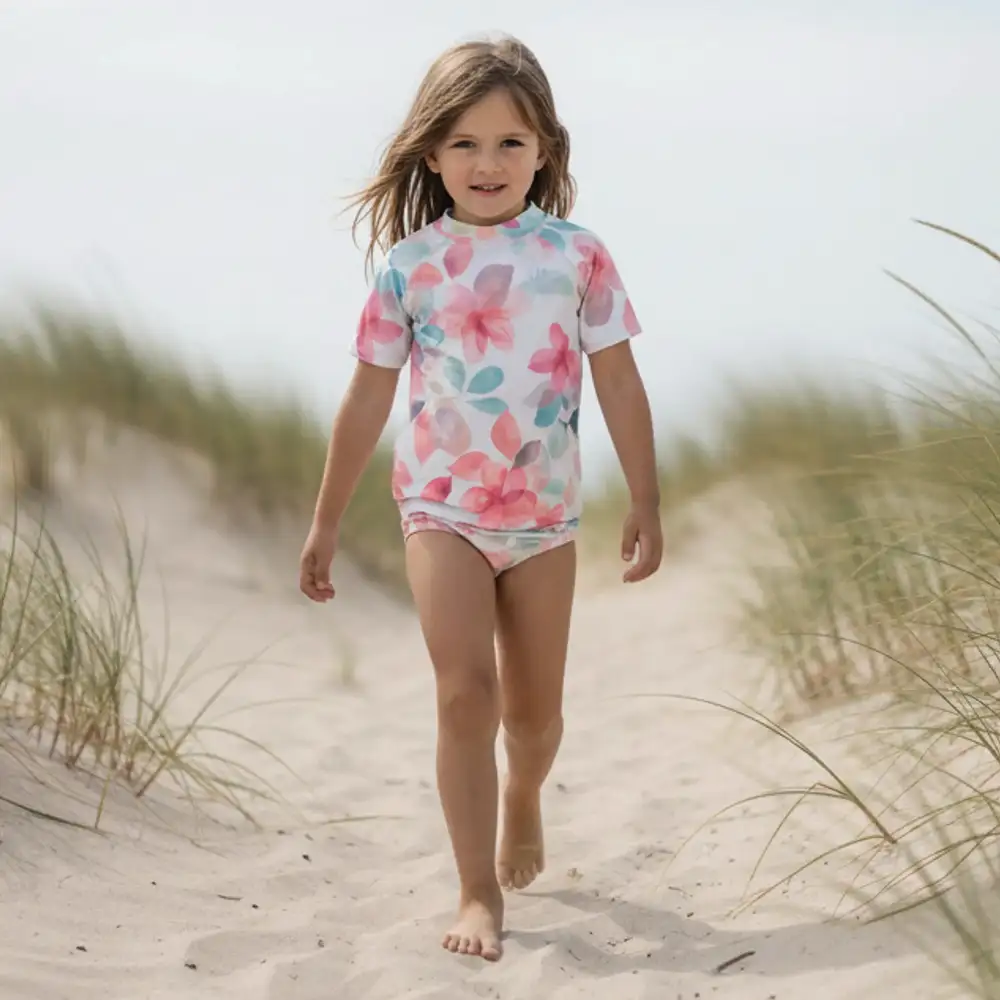 Koszulka UV dla dziewczynki z krótkim rękawem