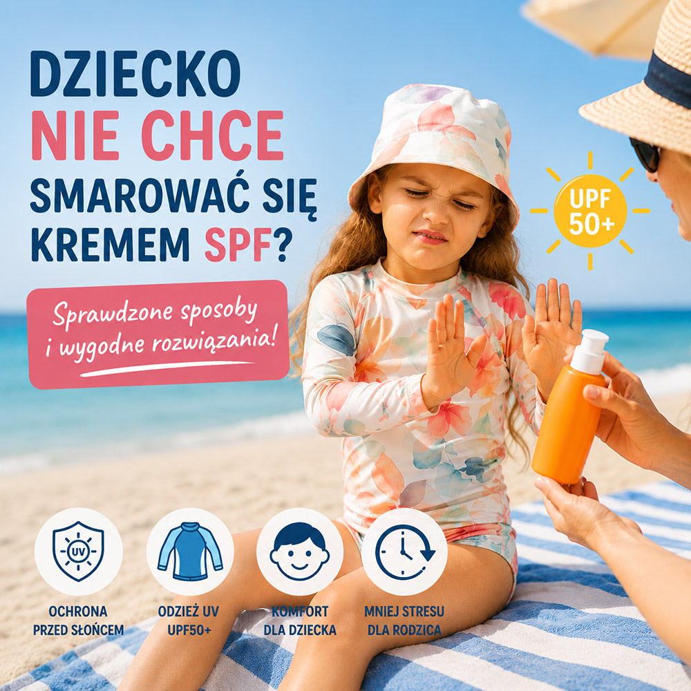 Dziecko nie chce smarować się kremem z filtrem SPF – co robić?